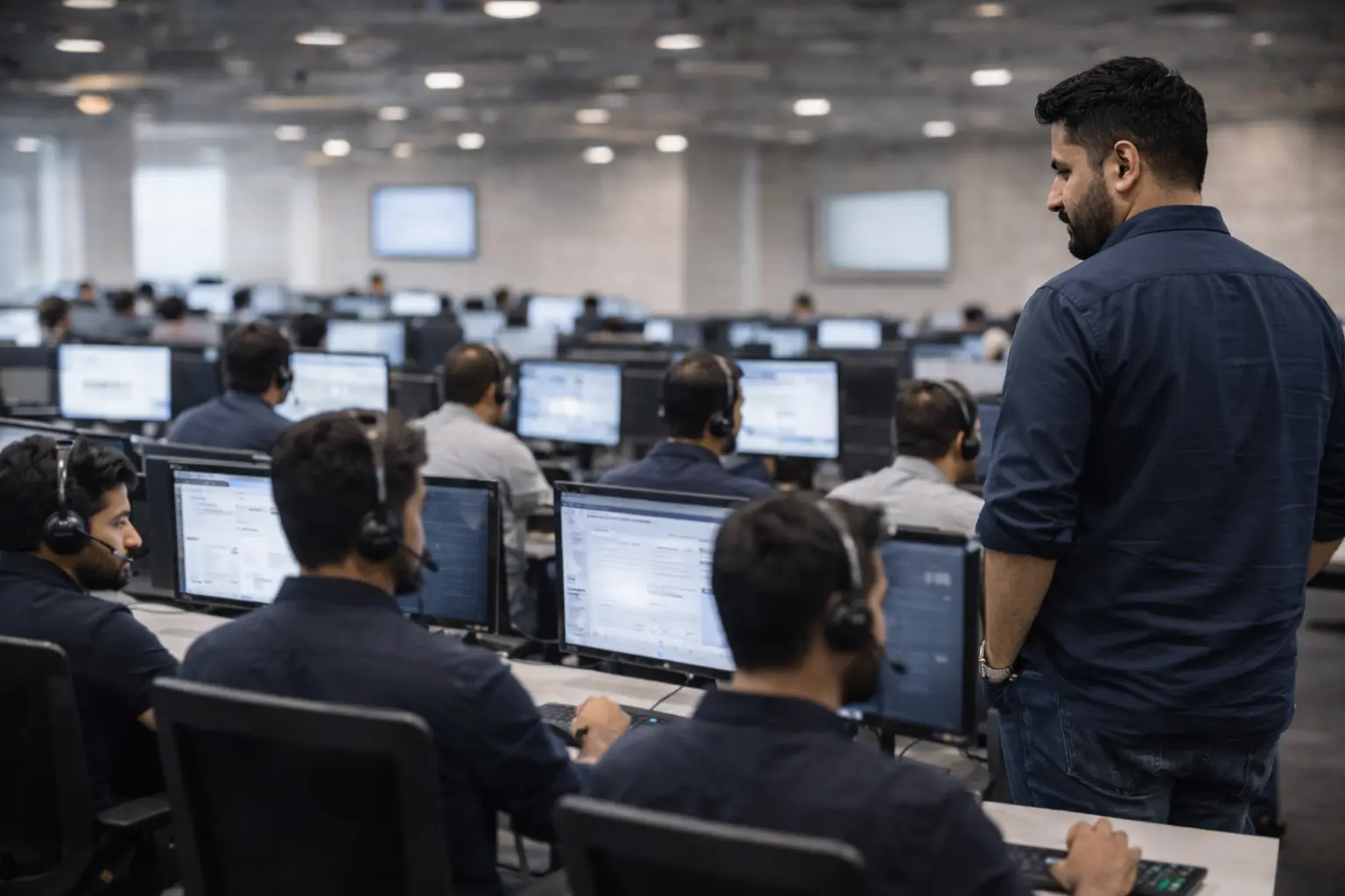 Operations floor with agents actively working